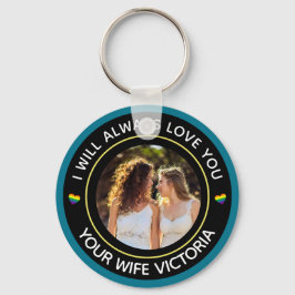 Lesbisk LGBTQ Photo Bröllop par Rainbow Anpassning Nyckelring