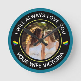 Lesbisk LGBTQ Photo Bröllop par Rainbow Anpassning Rund Klocka