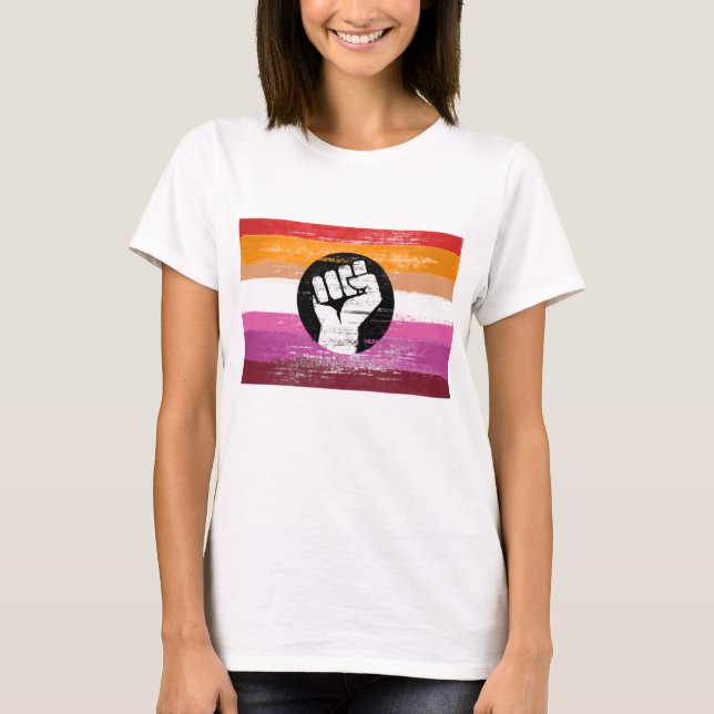 Lesbisk Målad Protestfana T Shirt (Framsida)