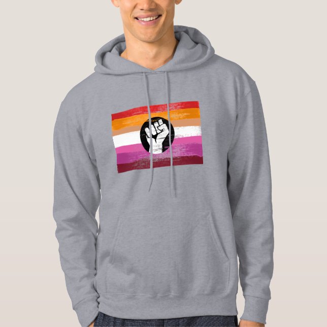 Lesbisk Målad Protestflagga Hoodie (Framsida)