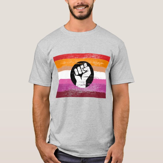 Lesbisk Målad Protestflagga T Shirt (Framsida)