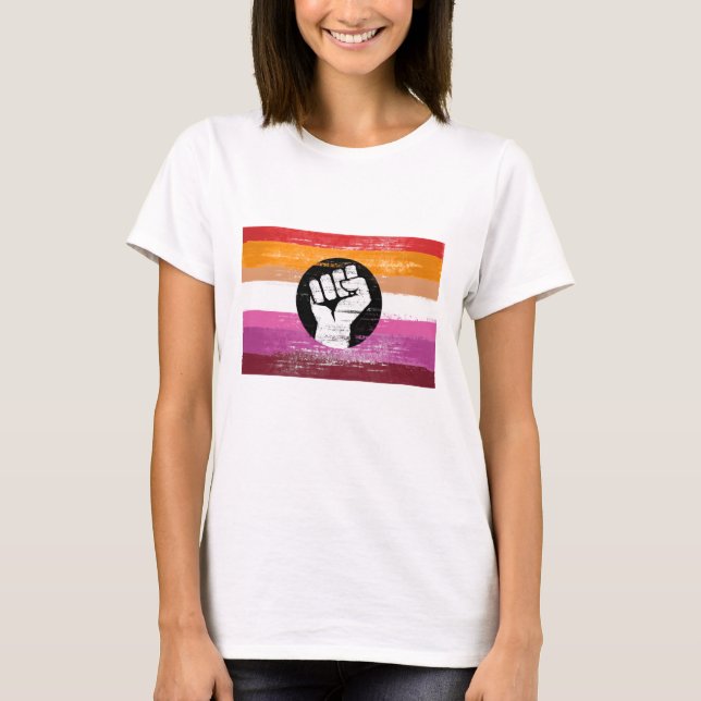 Lesbisk Målad Protestflagga T Shirt (Framsida)