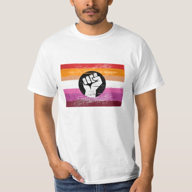 Lesbisk Målad Protestflagga T Shirt (Framsida)