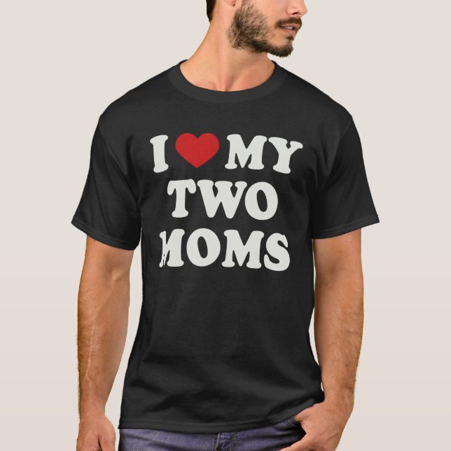 Lesbisk Mamma Kära mina två Mammar Stolt Son´s Dot T Shirt (Framsida)