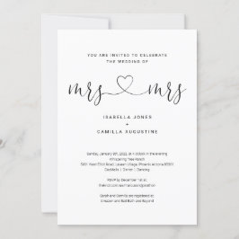 Lesbisk Mrs & Mrs. All in One Wedding-inbjudan Inbjudningar