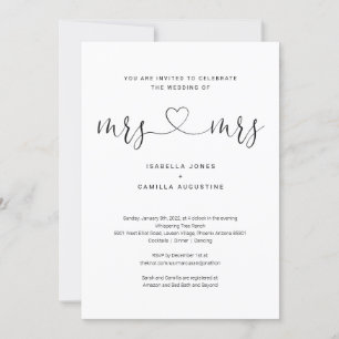 Lesbisk Mrs & Mrs. All in One Wedding-inbjudan Inbjudningar