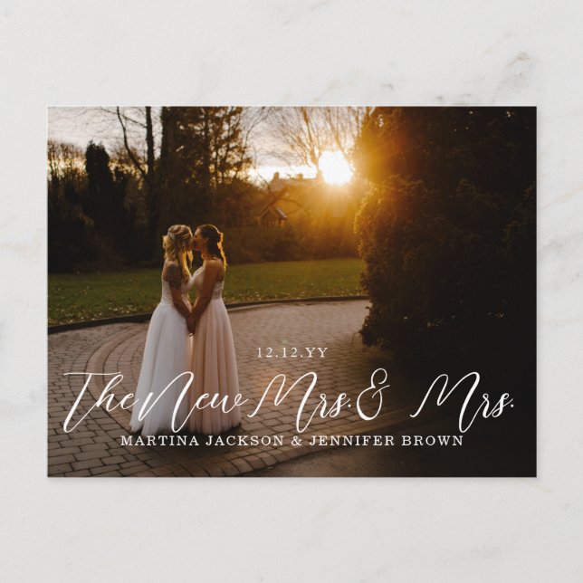Lesbisk Newlyweds Mrs. och Photo Tack Vykort (Framsida)