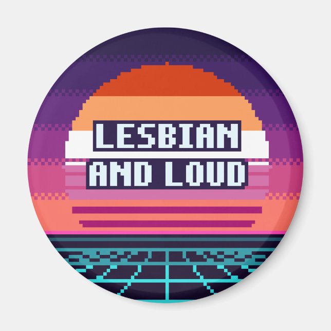Lesbisk Och Hög Pr Pride Pixelmagnet Magnet (Framsidan)