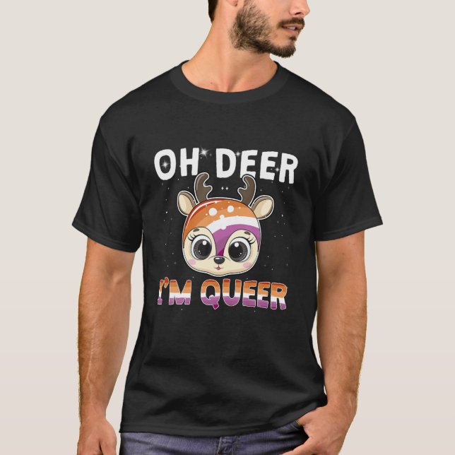 Lesbisk Oh Hjort Jag är Flagga Köer HBT-Pride T Shirt (Framsida)