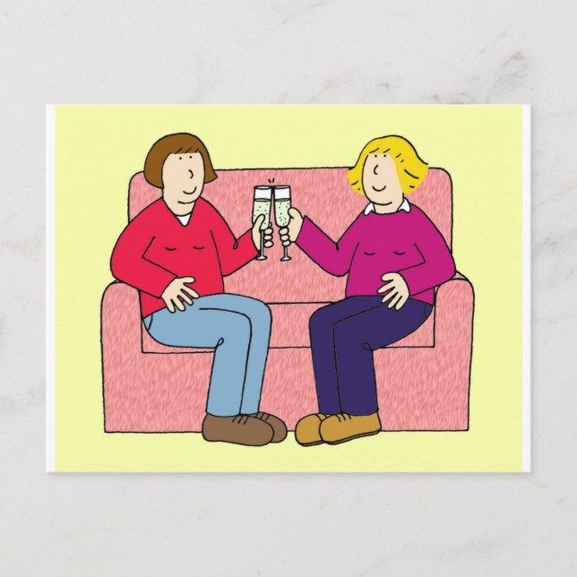 Lesbisk par Grattisar. Vykort (Framsida)