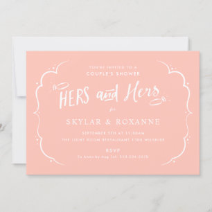Lesbisk par Hers och Hers Par Shower Rosa Inbjudningar