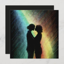 Lesbisk par i regnbåge julkort