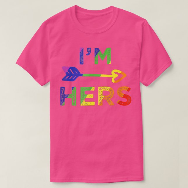 Lesbisk par Im Hers delar min matchande hbt-pari T Shirt (Design framsida)