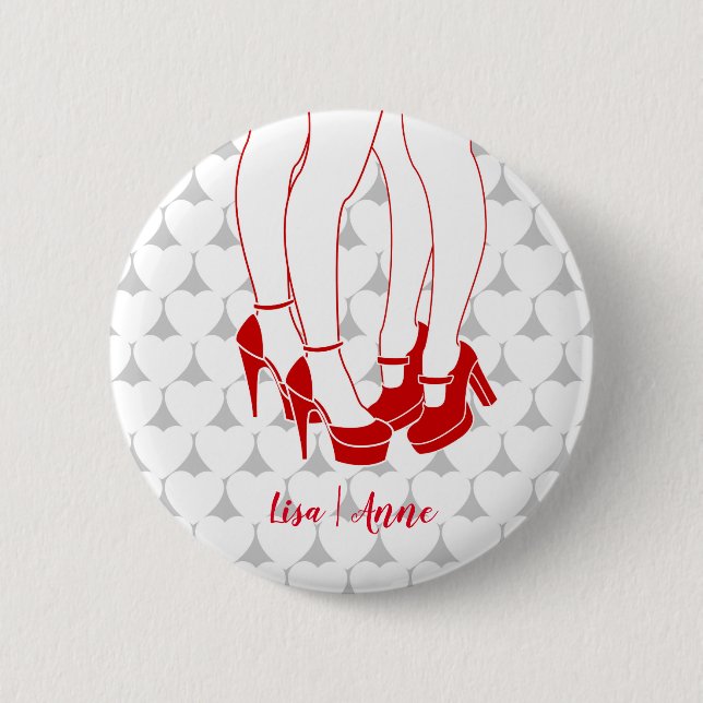 Lesbisk par kyssar på Alla hjärtans dag Knapp (Framsida)