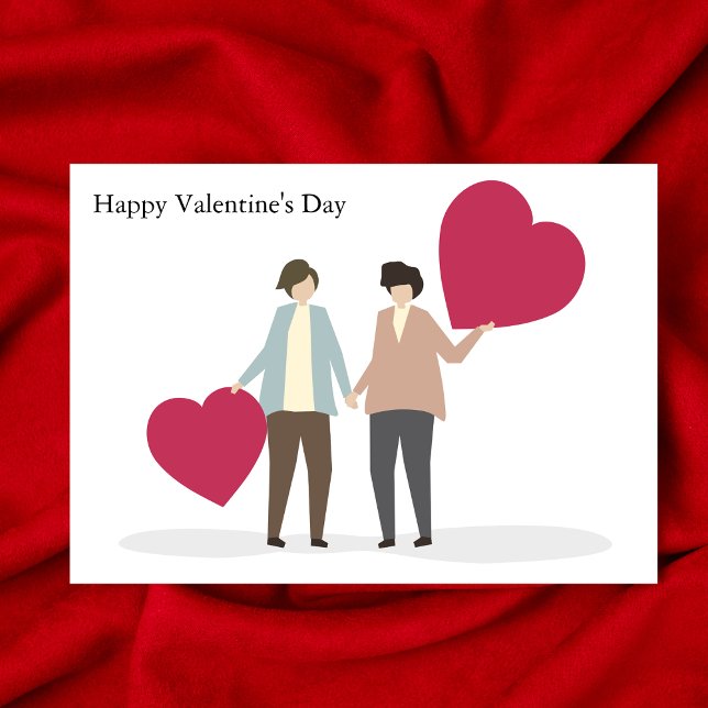 Lesbisk par Romantic Valentines day Cute Anpassnin Kort (Skapare uppladdad)