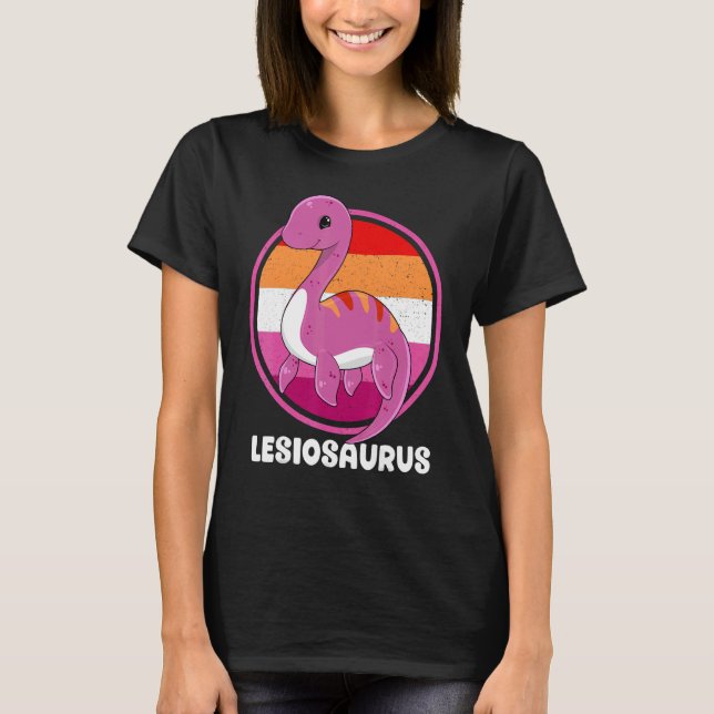 Lesbisk Plesiosaurus Lgbtq Gay pride M T Shirt (Framsida)