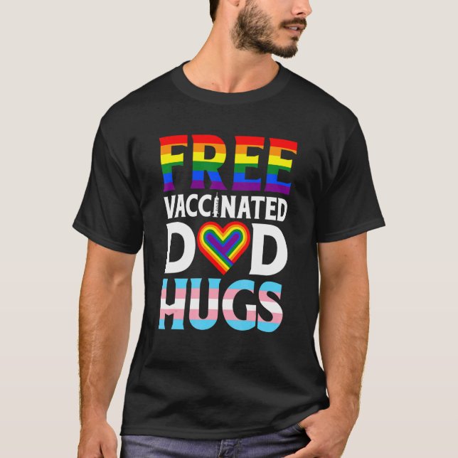 Lesbisk Prid på Lgbt Flagga Proud Pappa Free Pappa T Shirt (Framsida)
