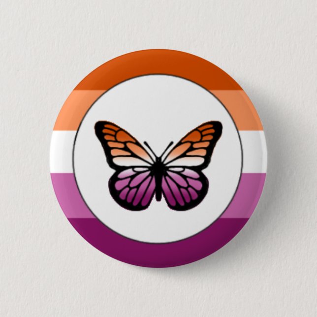 Lesbisk Pride Butterfly Pin Knapp (Framsida)