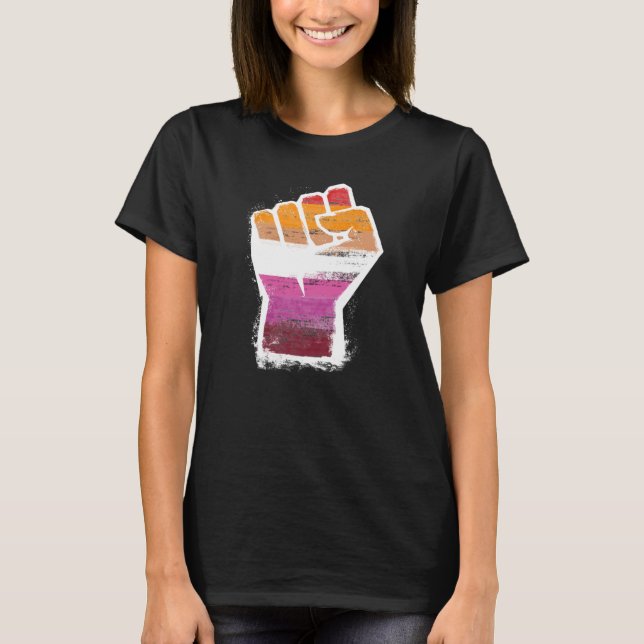 Lesbisk Pride Fist T-Shirt (Framsida)