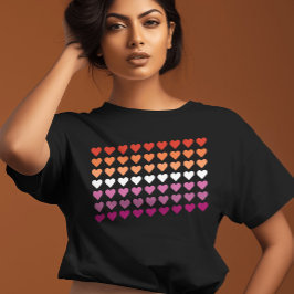 Lesbisk Pride Flagga Cute Girly Hearts T Shirt