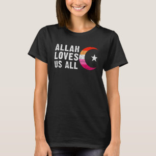 Lesbisk Pride Flagga Hilal Crescent måne Islam T Shirt