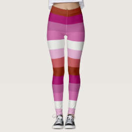 Lesbisk Pride Flagga LGBTQ+ Vågrät Rand Leggings