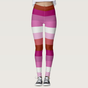 Lesbisk Pride Flagga LGBTQ+ Vågrät Rand Leggings