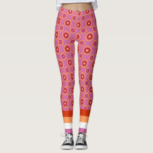 Lesbisk pride flagga/rosa blomma mönster leggings