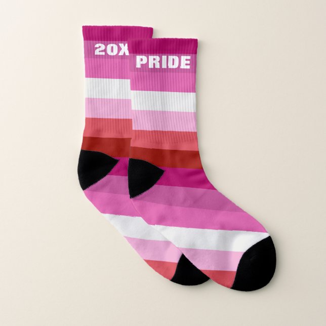 Lesbisk Pride Flagga Rosa, Vit, Röd Rand Strumpor (Par)
