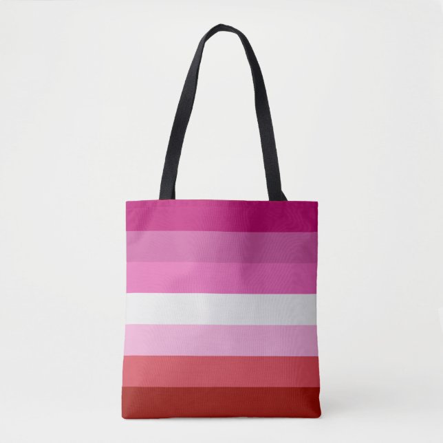 Lesbisk Pride Flagga Rosa, Vit, Röd Rand Tygkasse (Framsida)