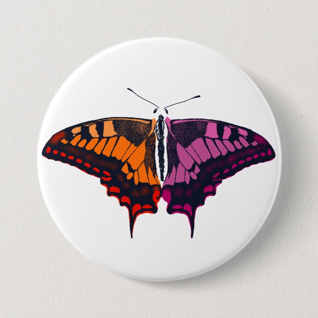Lesbisk Pride Flagga Swallowtail Butterfly Knapp (Framsida)