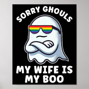 Lesbisk Pride Halloween Ghost Women Min fru är min Poster