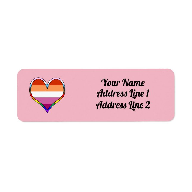 Lesbisk Pride Heart-etikett Returadress Etikett (Framsidan)