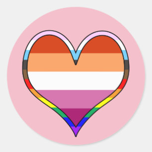 Lesbisk Pride Heart Runt Klistermärke