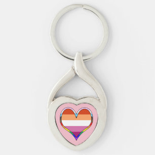 Lesbisk Pride Heart Twisted Heart Silverfärgad Nyckelring