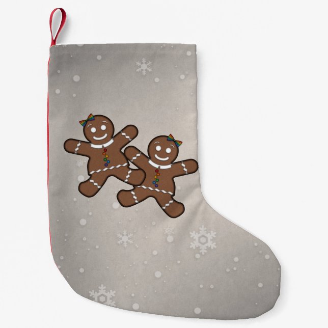 Lesbisk Pride Jul Gingerbröd Kvinnor par Liten Julstrumpa (Framsidan)