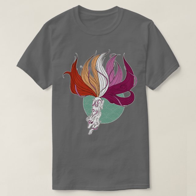 Lesbisk Pride Kitsune T Shirt (Design framsida)