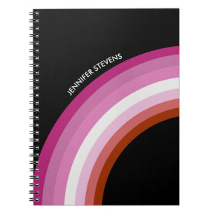Lesbisk Pride Rainbow Rosa Flagga Monogram Black Anteckningsbok