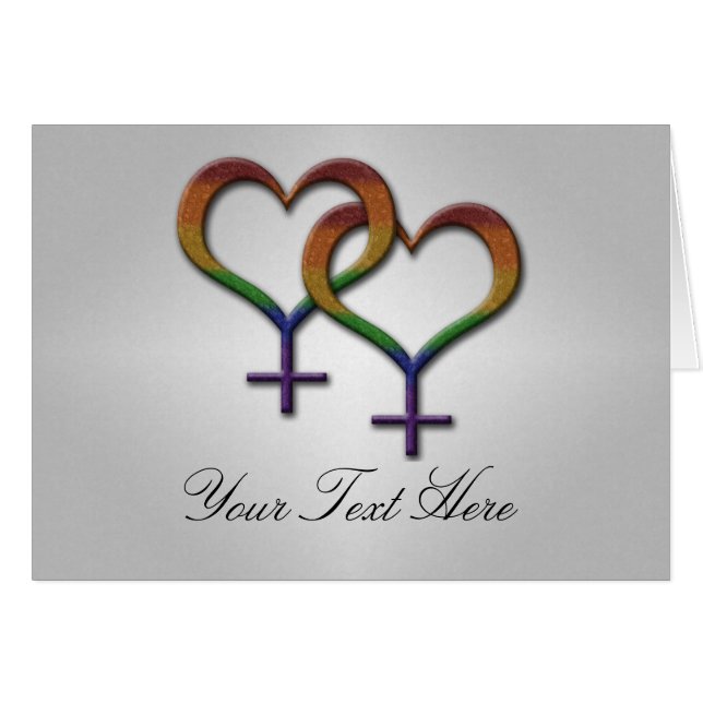Lesbisk Pride Regnbåge Female Gender Symboler Hälsningskort (Framsidan Horizontal)