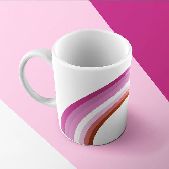 Lesbisk Pride Rosa Rainbow Flagga Monogram Kaffemugg (Skapare uppladdad)