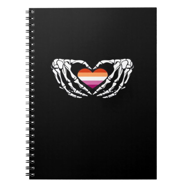 Lesbisk Pride Skeleton Halloween WLW Goth Heart Cl Anteckningsbok (Framsidan)