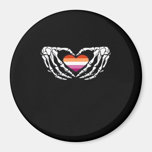 Lesbisk Pride Skeleton Halloween WLW Goth Heart Cl Magnet (Framsidan)