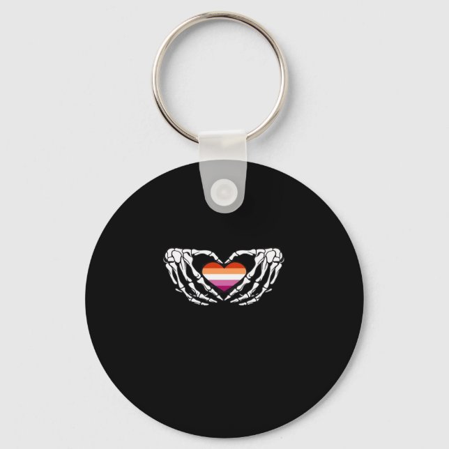 Lesbisk Pride Skeleton Halloween WLW Goth Heart Cl Nyckelring (Framsida)