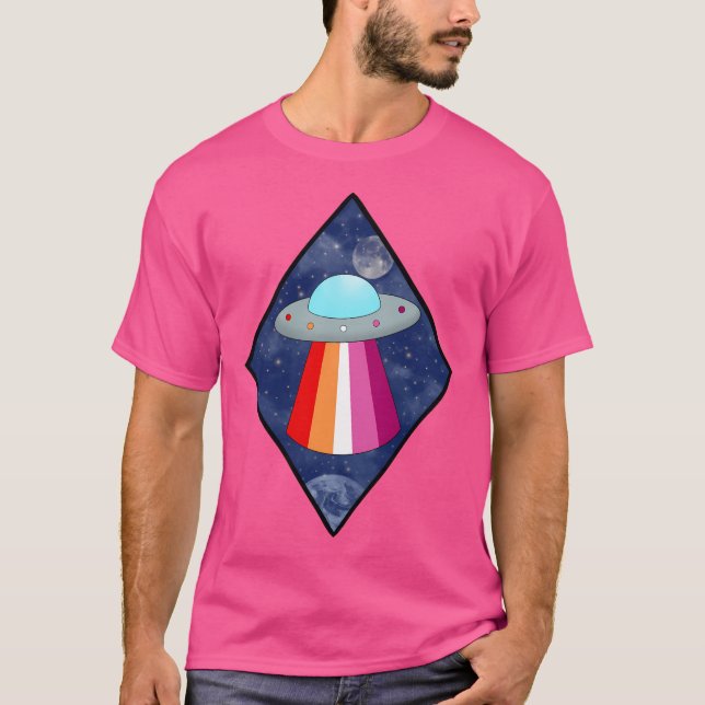 Lesbisk Pride Ufo T Shirt (Framsida)
