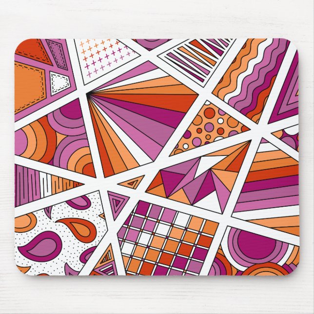 Lesbisk Pride Zen Doodle Abstrakt Modern Rosa Musmatta (Framsidan)