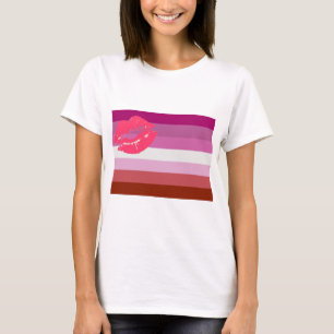 Lesbisk prideflagga för läppstift t shirt