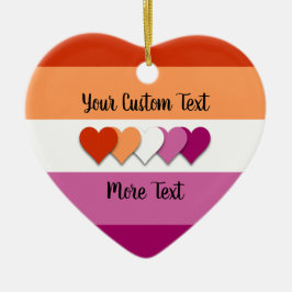 Lesbisk pridets flagga med text julgransprydnad keramik