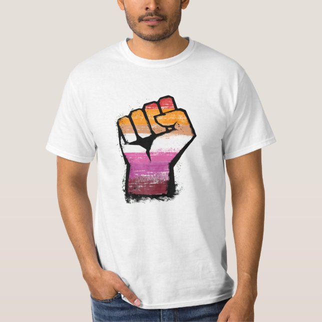 Lesbisk Protest Fist T Shirt (Framsida)