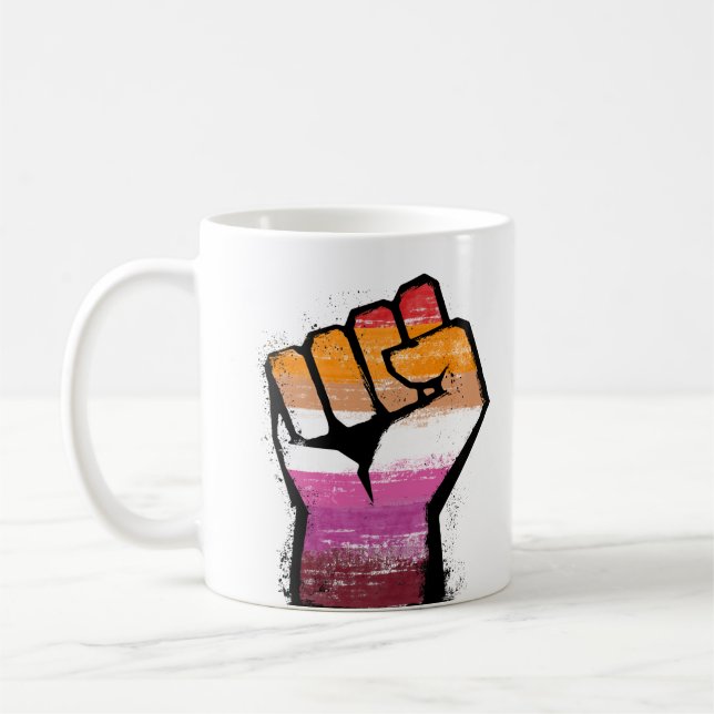 Lesbisk protest knytnäve kaffemugg (Vänster)