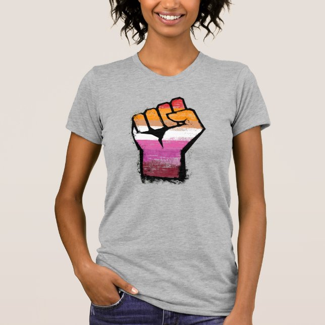 Lesbisk protestnäve t shirt (Framsida)